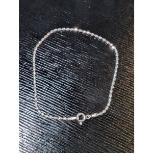 Vintage 925 Italy Sterling Silver Diamond Cut Oval Bead Bracelet